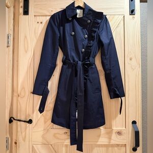 Anthropologie, Elevenses - Navy Double-Breasted Women's Trench Coat - 2